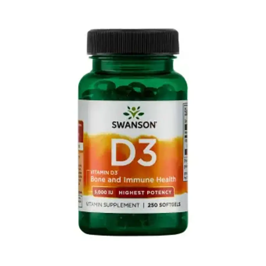 SWANSON VITAMINAS D3 5000TV SU LINŲ SĖMENŲ ALIEJUMI, 250 minkštų kapsulių