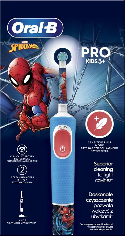 Elektrinis dantų šepetėlis vaikams Oral-B D103.413.2K Vitality PRO Kids 3+ Spiderman