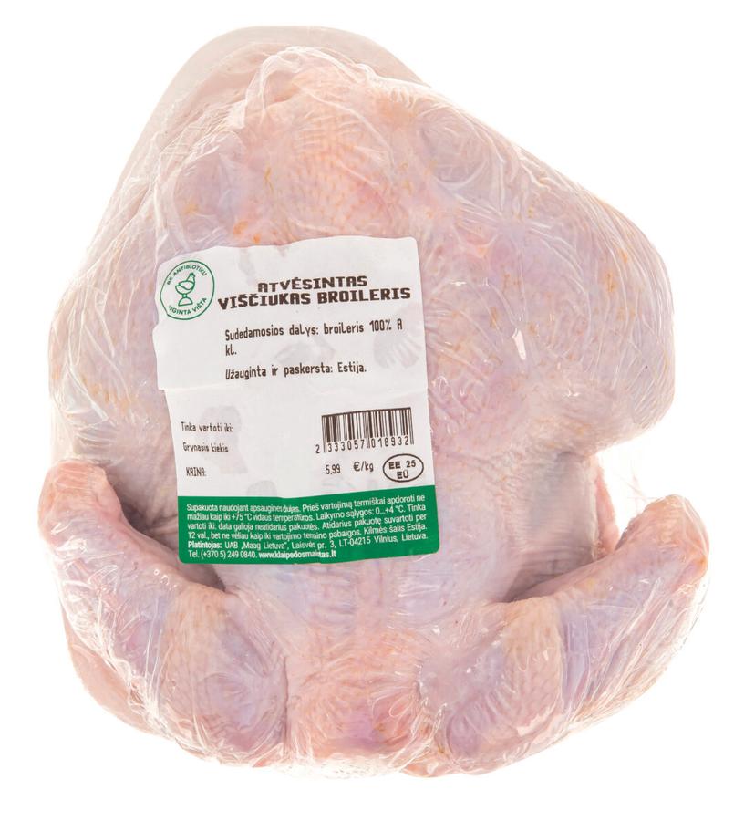 Atvėsintas viščiukas broileris be antibiotikų 1 kg - 2,49 €