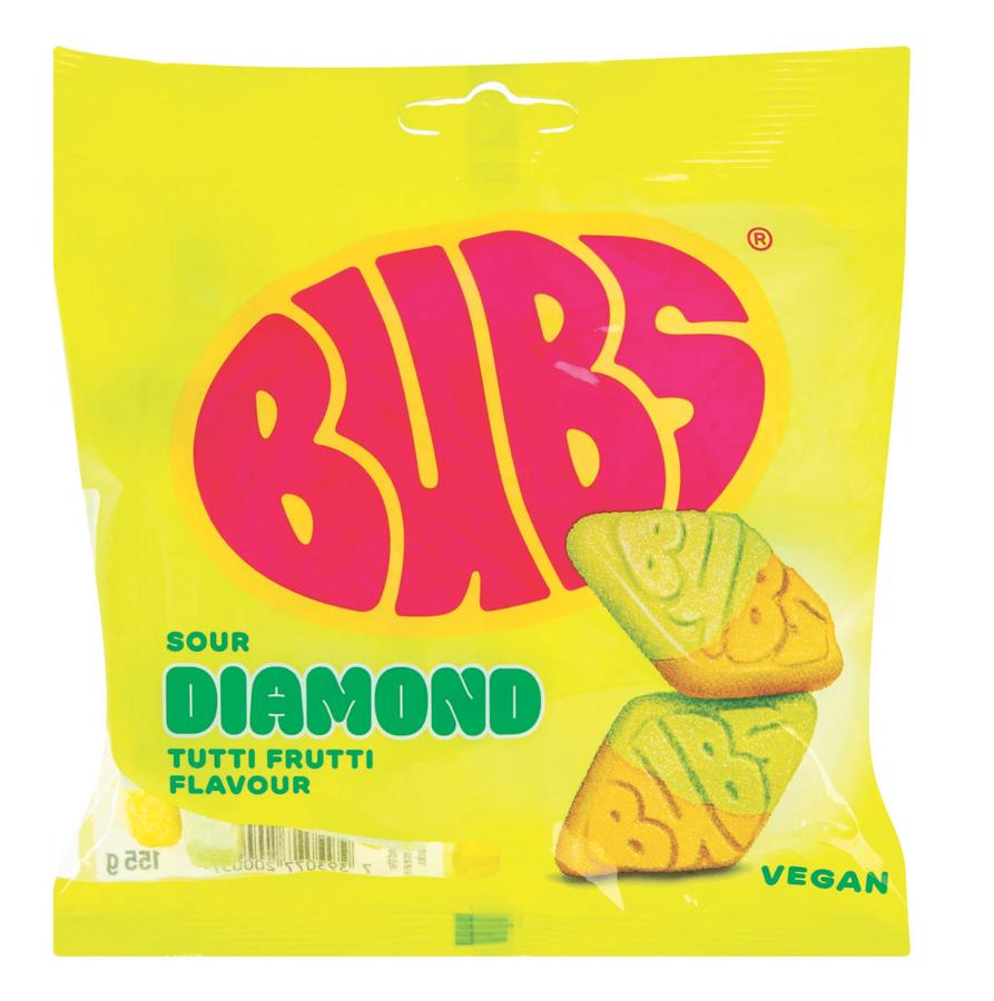 BUBS Sour Diamond vaisių skonio saldainiai 155 g - 1,59 €