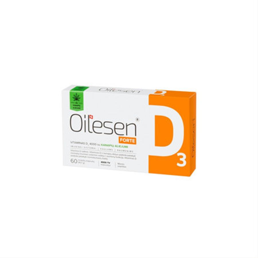 OILESEN FORTE D3 4000, vitaminas D3, 60 minkštųjų kapsulių