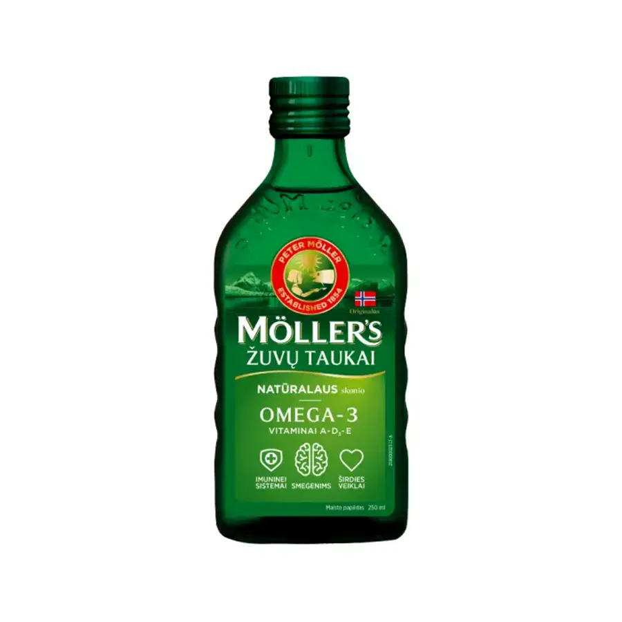 MÖLLER'S žuvų taukai, natūralaus skonio, 250 ml