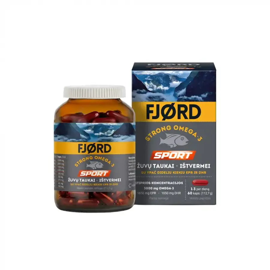 FJORD STRONG OMEGA-3 SPORT, 60 kapsulių