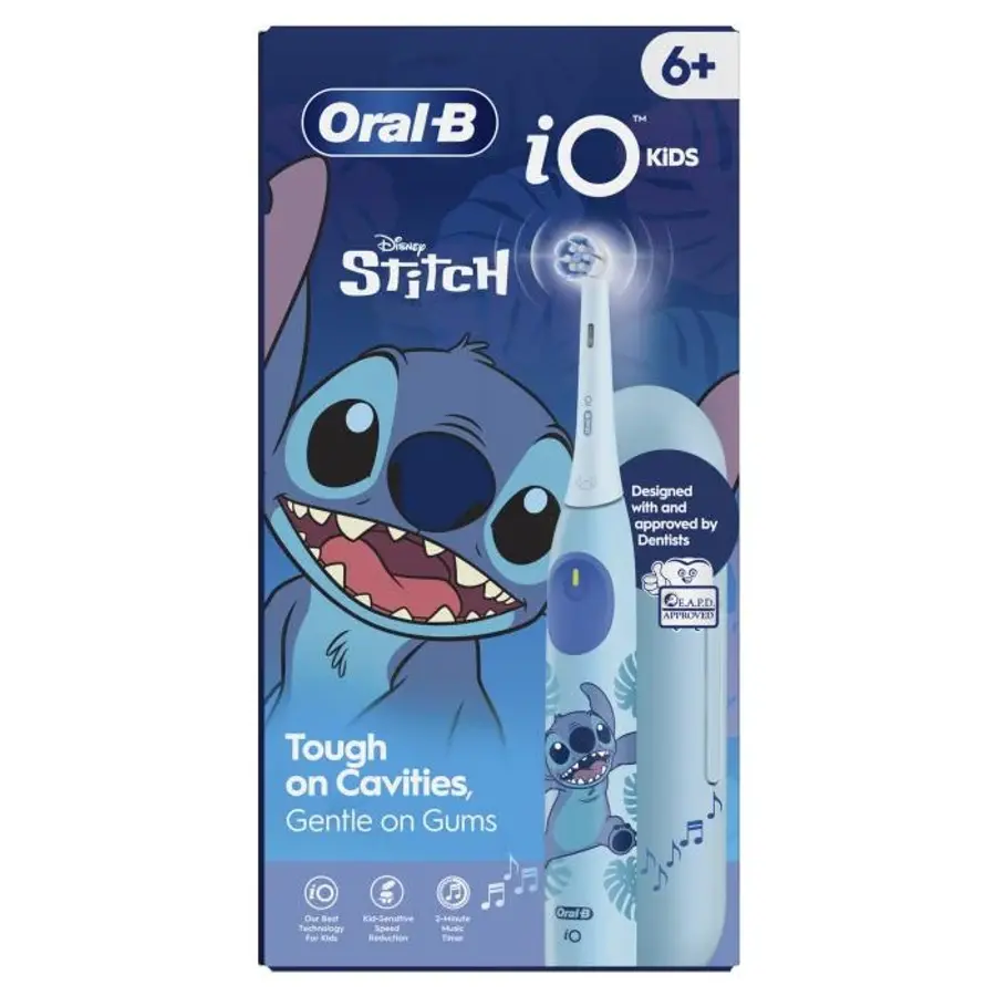 Oral-B iO Kids Stitch elektrinis dantų šepetėlis su dėklu – 50% nuolaida